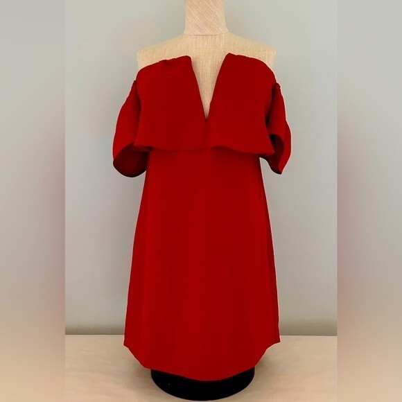 NEW Red Off-Shoulder Minidress by Essue size Medium - Picture 6 of 16